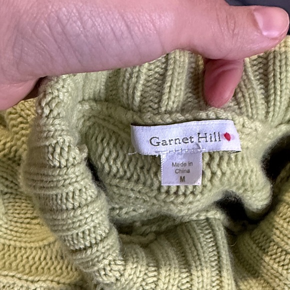 Garnet Hill Lime Green Cable Knit Turtleneck Sweater - Picture 4 of 4